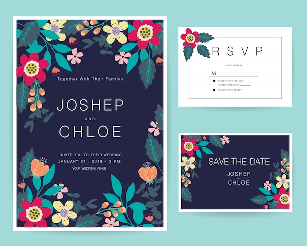 Wedding invitations cards set