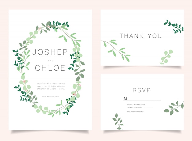 Vector wedding invitations set