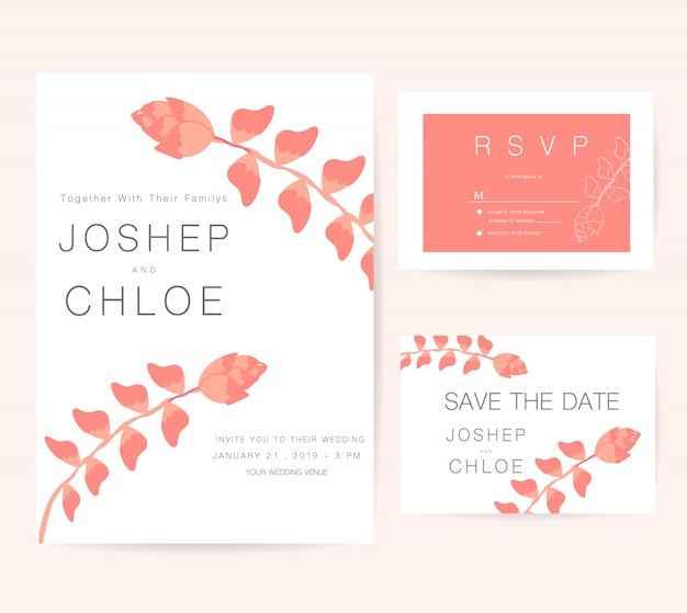 Vector wedding invitations set