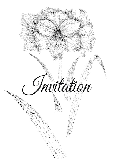 Wedding invitations templates cards with flower amaryllis