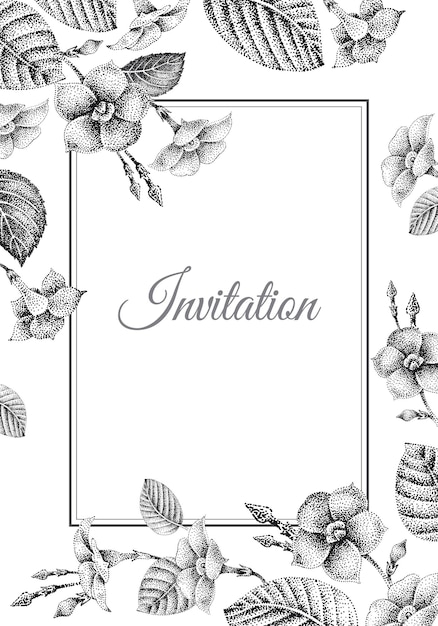 Wedding invitations templates cards with flowers loach