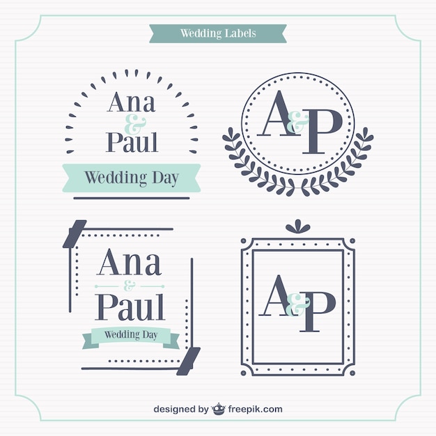 벡터 웨딩 라벨 세트