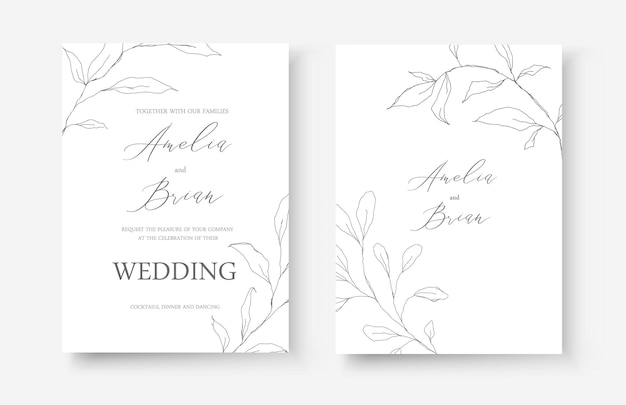 結婚式の線画の招待カード