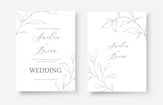 Wedding line art invitation card