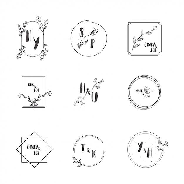 Wedding logo collection vector