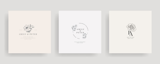 Collezione di design floreale logo matrimonio