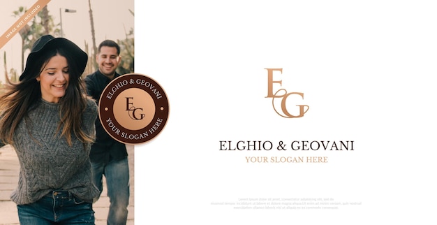 Свадебный логотип initial eg logo design vector