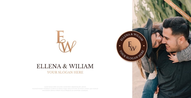 Свадебный логотип Initial EW Logo Design Vector