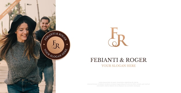 Свадебный логотип Начальный вектор дизайна логотипа FR