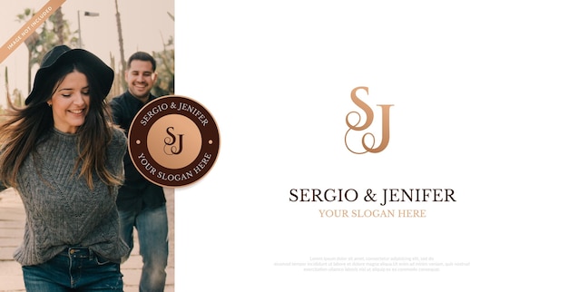 Vettore logo del matrimonio iniziale sj logo design vector