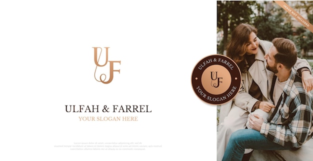 Wedding Logo Initial UF Logo Design Vector