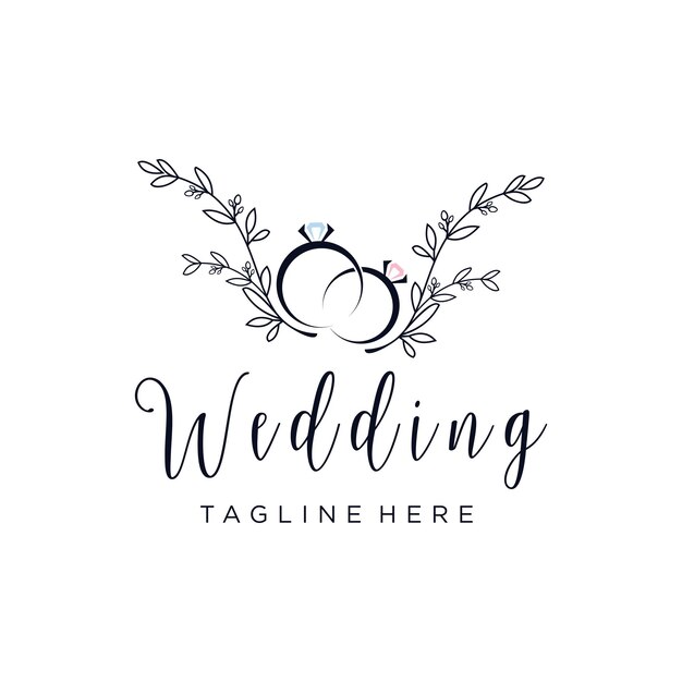 Vector wedding logo ontwerp creatief concept met decoratie unieke stijl premium vector deel 2