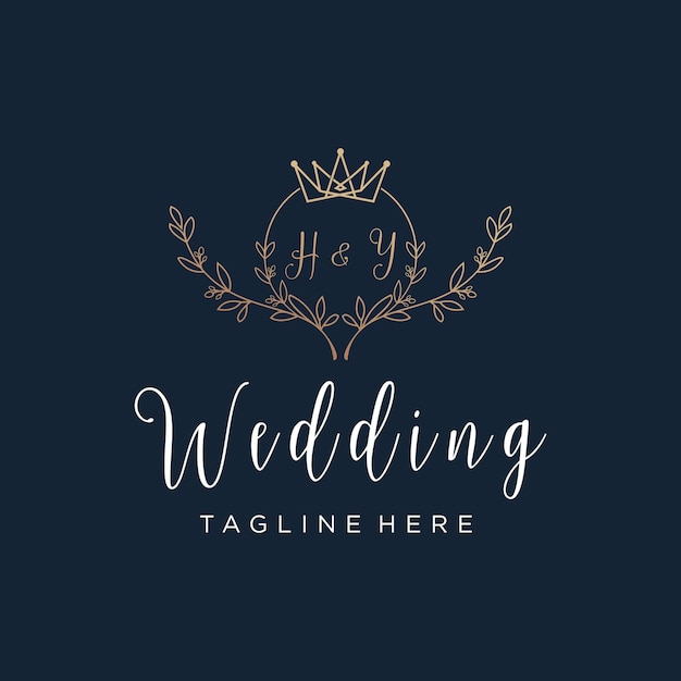 Vector wedding logo ontwerp creatief concept met decoratie unieke stijl premium vector deel 3