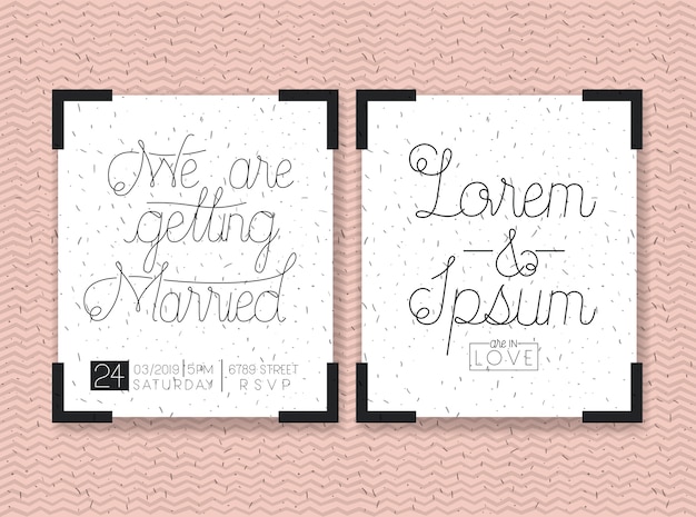 wedding and married invitation set cards