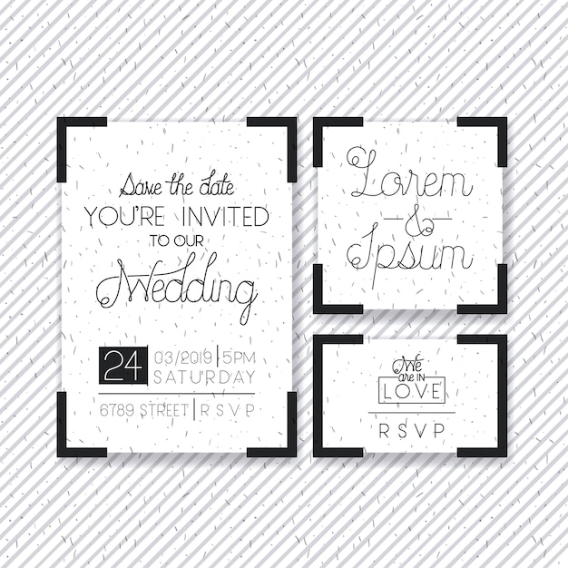 wedding and married invitation set cards