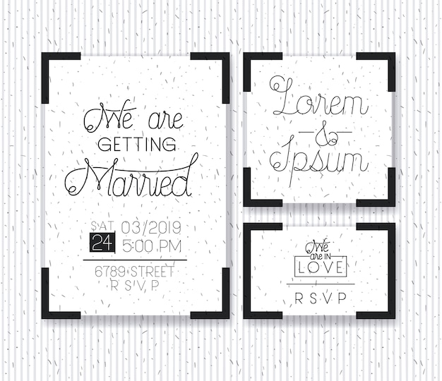 wedding and married invitation set cards