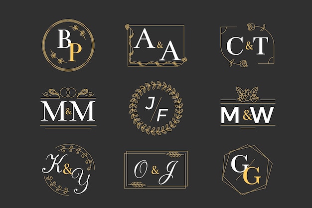 Concetto di raccolta monogramma di nozze