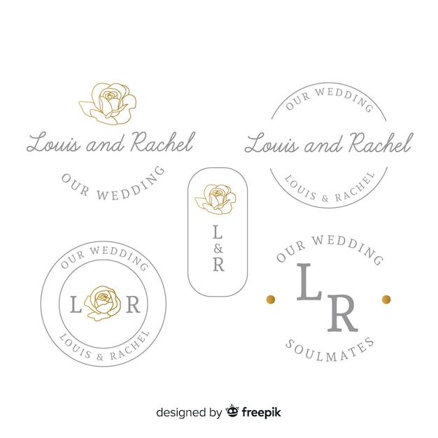 Vector wedding monogram logo template collection