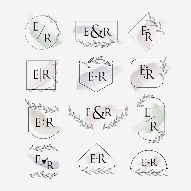 Vector wedding monogram logo template