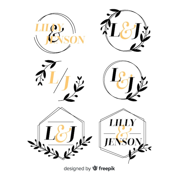 Wedding monogram logo templates collection