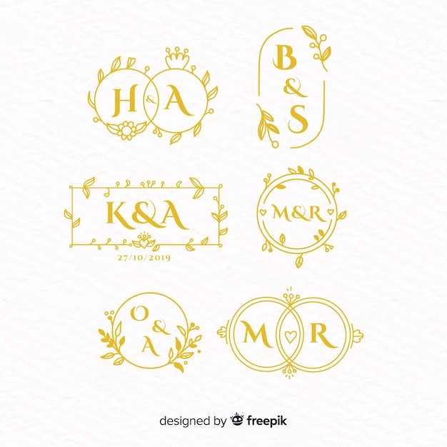 Wedding monogram logo templates collection