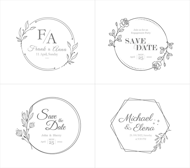 Wedding monogram logo templates collection