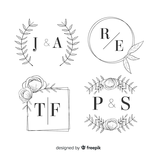 Wedding monogram logos template collection