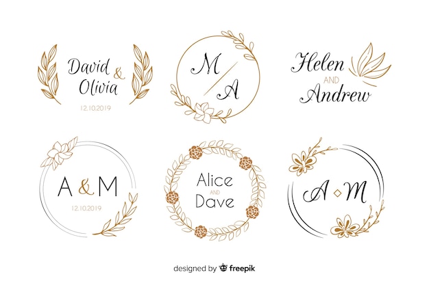 Collezione di modelli di matrimonio monogramma loghi