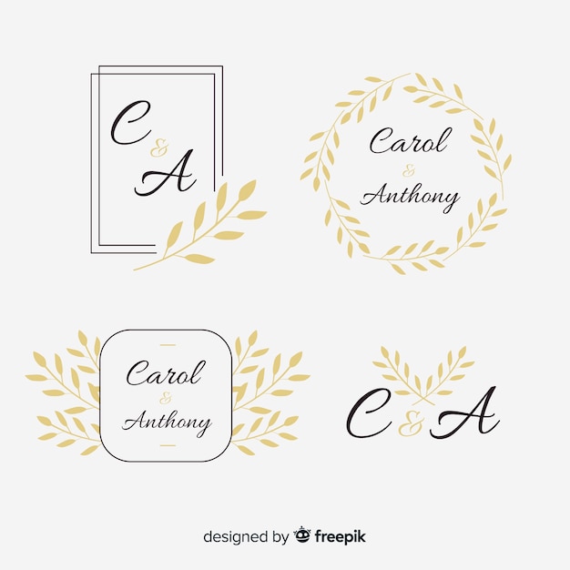 Wedding monogram logos template collection
