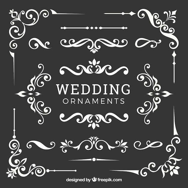 Vector wedding ornaments collection in flat design