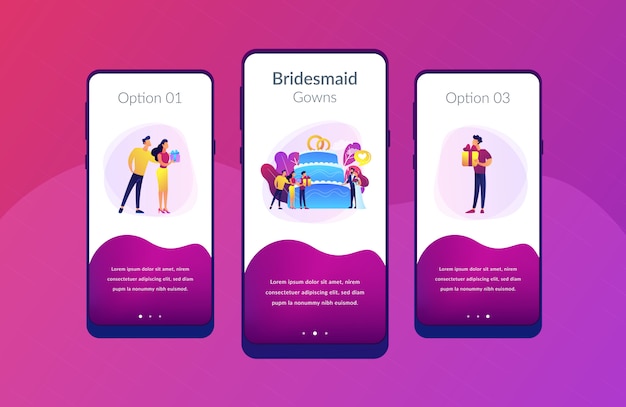 Vector wedding party app interface template.