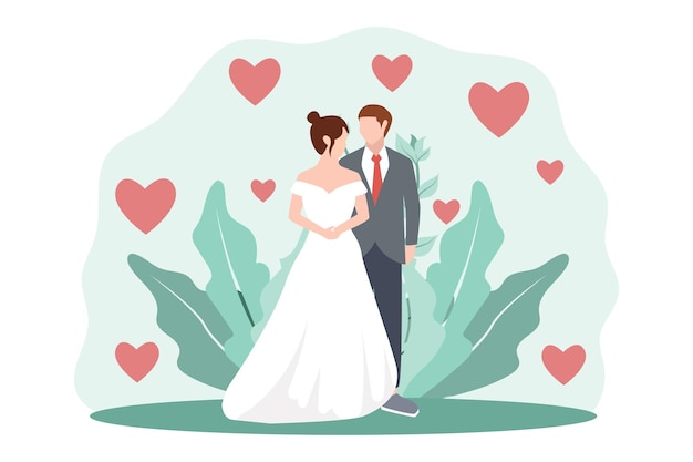 Vector wedding party flat design illustration