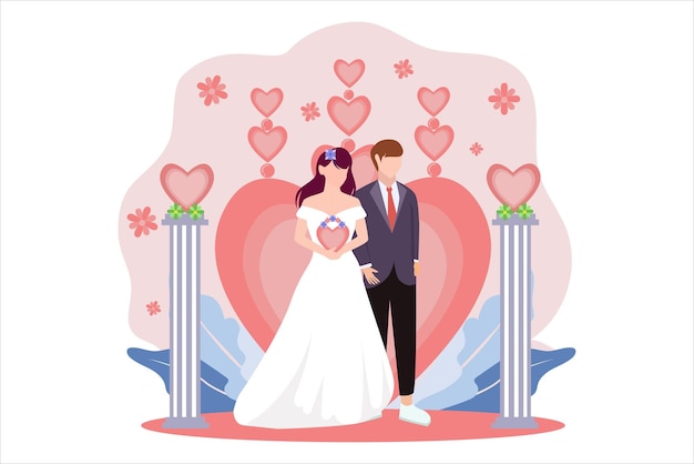 Vector wedding party flat design illustration