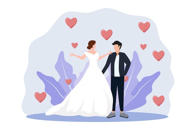 Vector wedding party flat design illustration