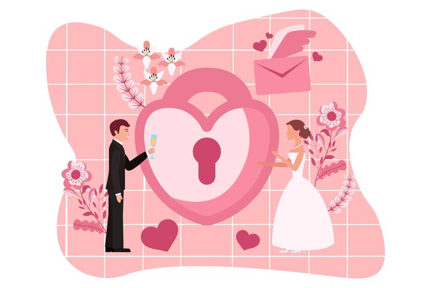 ベクトル 結婚式パーティーのフラットデザインイラスト