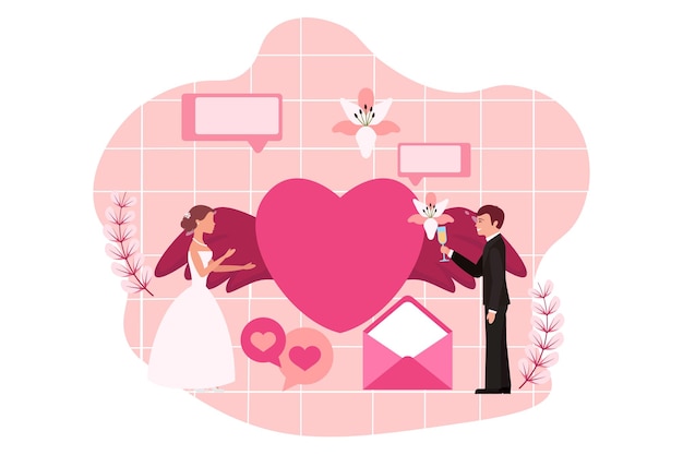 Vector wedding party flat design illustration