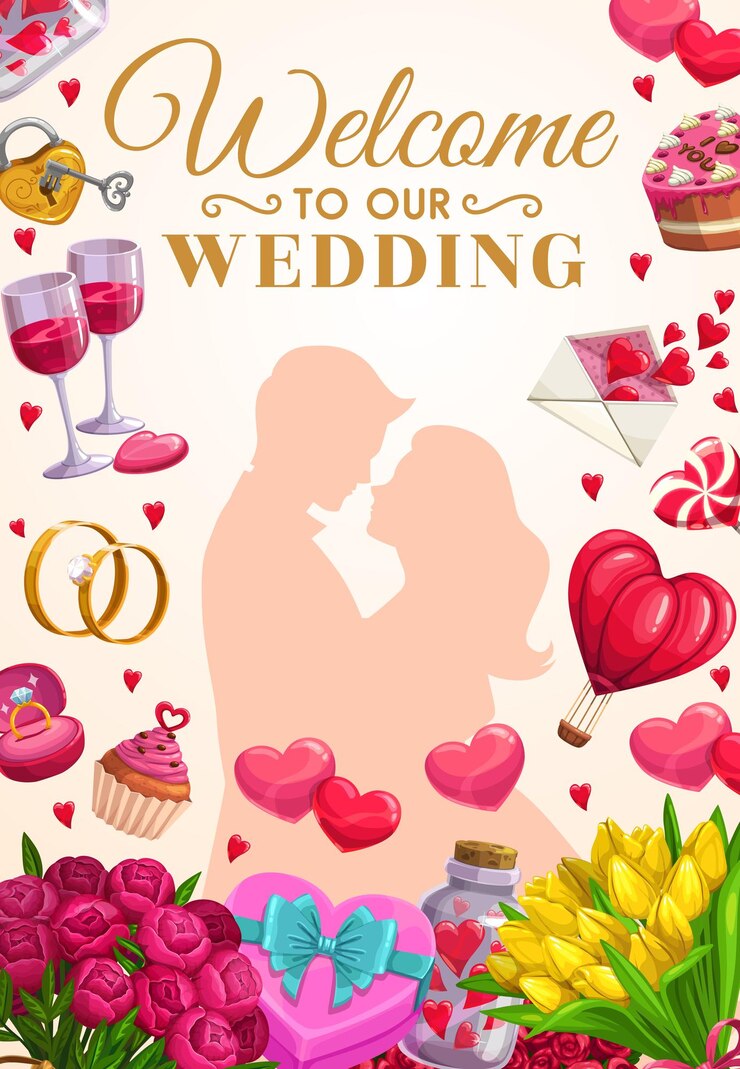Vector 結婚披露宴招待状新郎新婦カップル