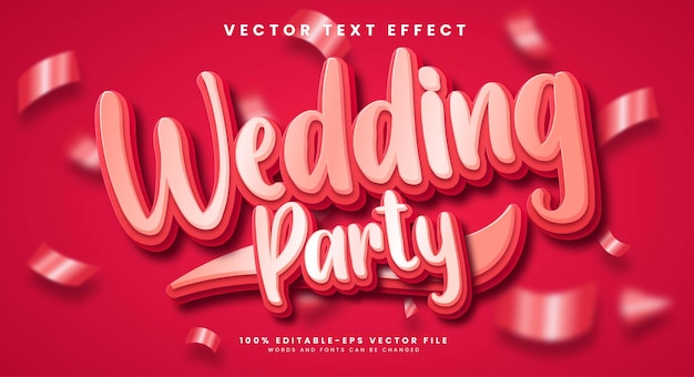 ロマンチックな​テーマ​の​ウェディング パーティー ピンク​の​編集​可能な​ベクトル テキスト​効果