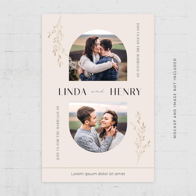 Vector wedding photo collage flyer vector template