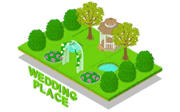 Vector wedding place concept scene