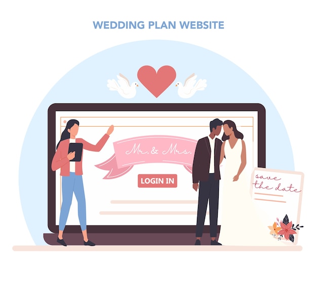 Vettore servizio o piattaforma online di wedding planner