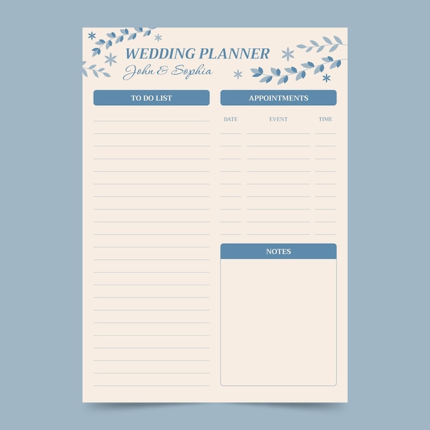 Wedding planner sjabloonontwerp