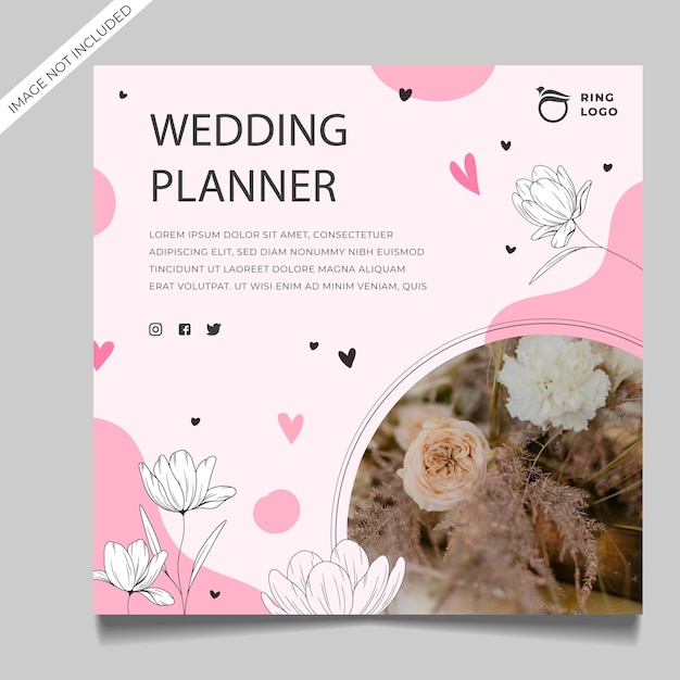 Vettore wedding planner social media post modello di progettazione