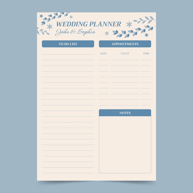 Wedding planner template design