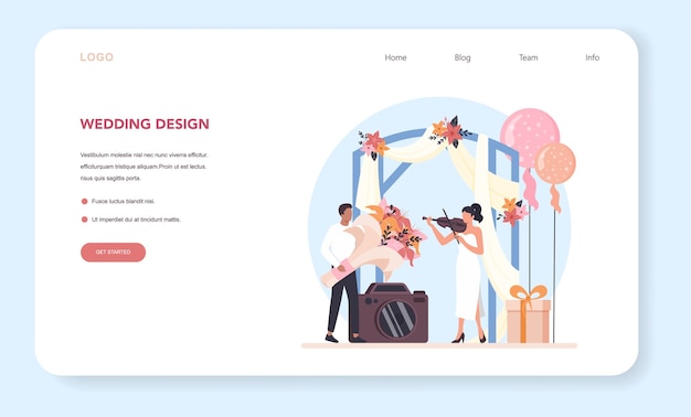 ベクトル ウェディングプランナーのウェブバナーまたはランディングページ