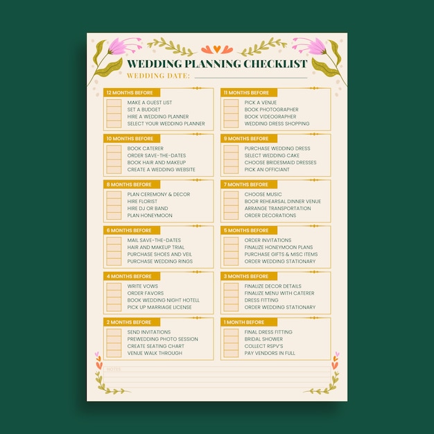 Wedding planning checklist  template design