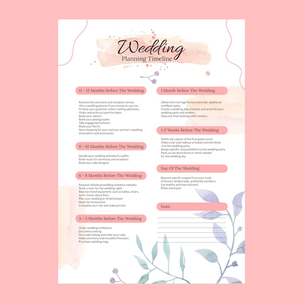 Wedding planning checklist template