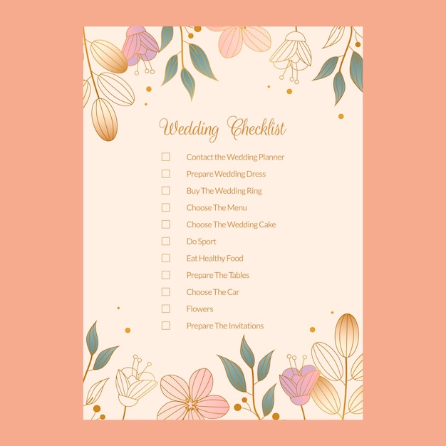 Vector wedding planning checklist template