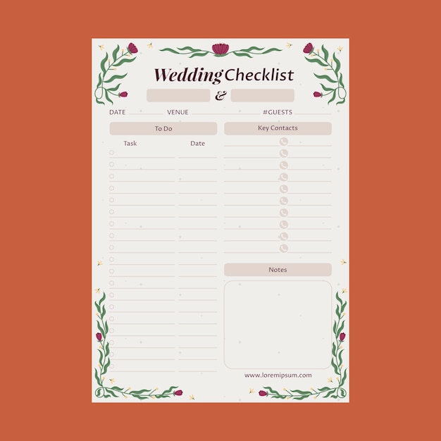 Vector wedding planning checklist template