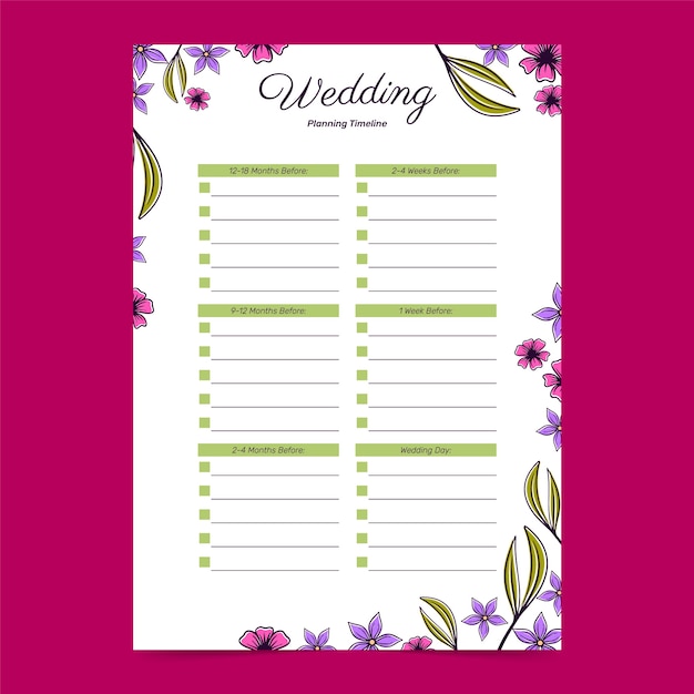 Vector wedding planning checklist template